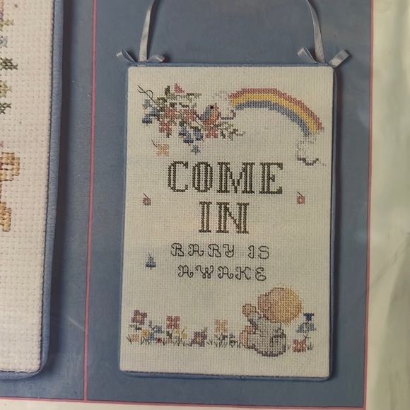 Counted Cross Stitch kit Baby Collection door hanger vintage made in USA - Picture 4 of 5